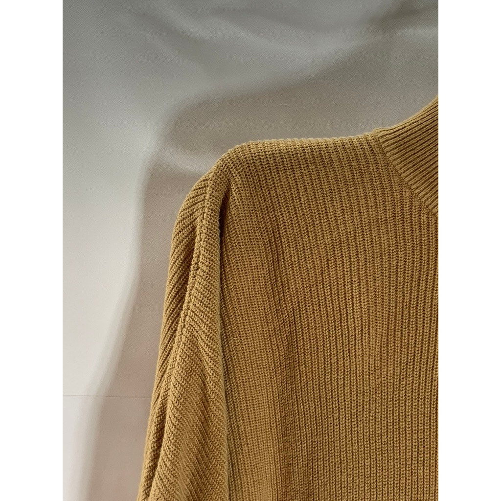 LEE Women's Brown Patch Logo Ribbed Mock-Neck Pullover Sweater SZ 14(L)