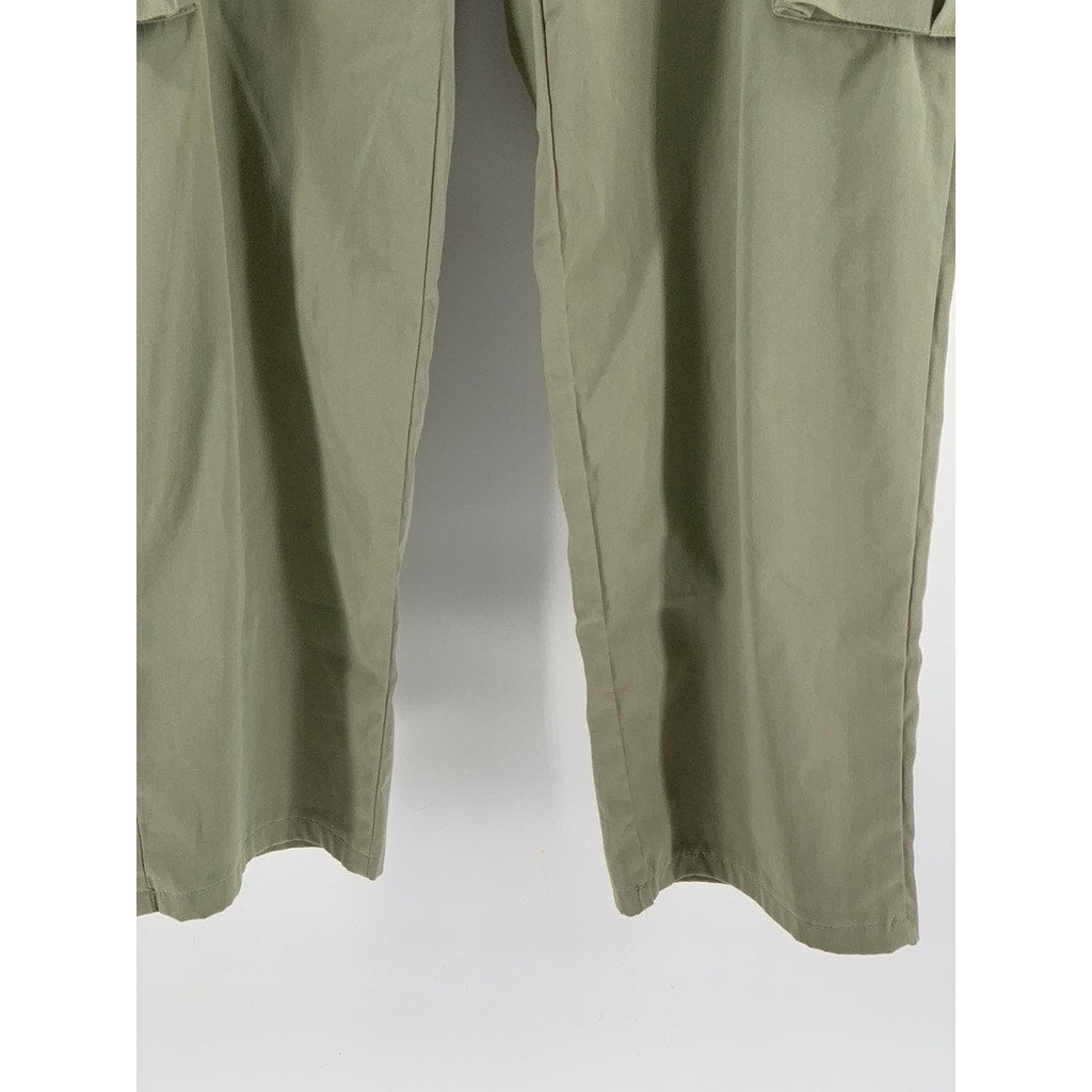 BLUSH MARK Women's Olive Green Solid Cargo Straight-Leg Pants SZ XL