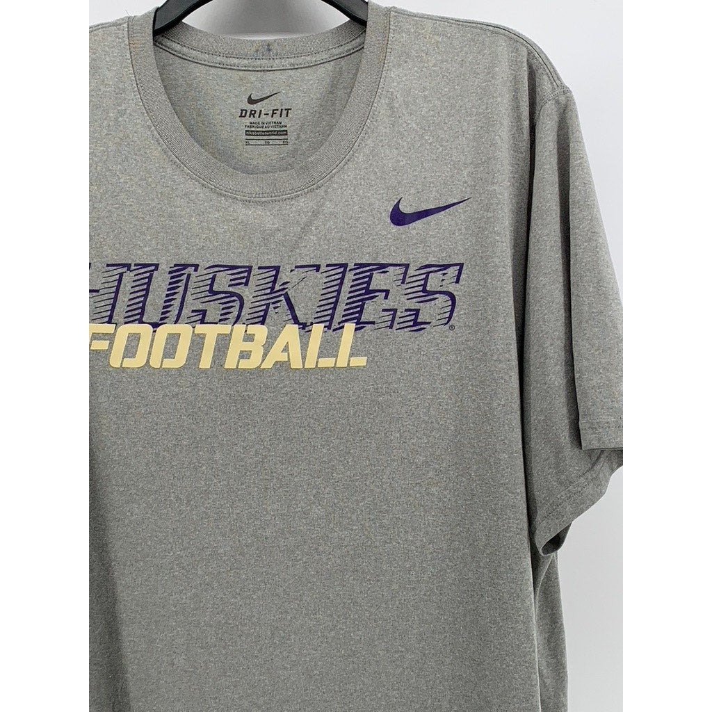 NIKE Men's Gray Huskies Football Logo Short Sleeve Shirt SZ XL