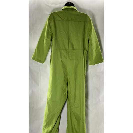 HOUSE OF SUNNY Women's Green Button-Front Elbow Sleeve Coverall Jumpsuit SZ 10
