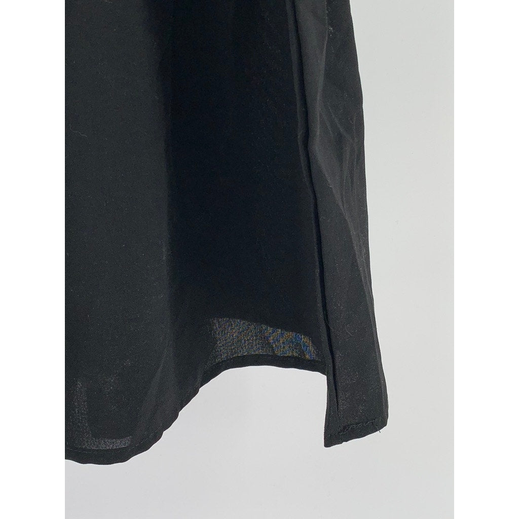 UNBRANDED Women's Black Solid V-Neck Tiered A-Line Mini Skirt SZ L