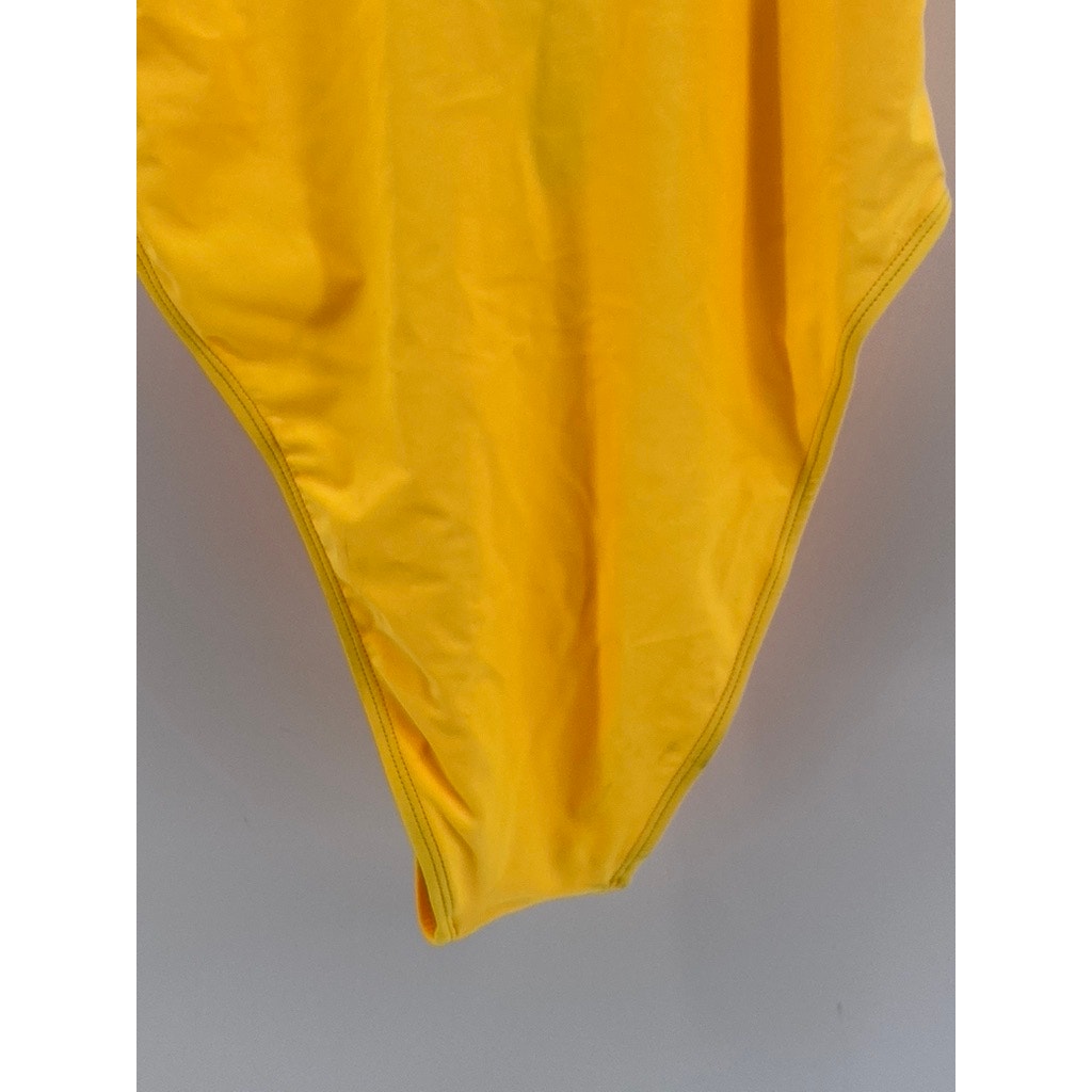 SHEKINI Women's Yellow Solid Lace-Up One-Piece Swimsuit SZ XL