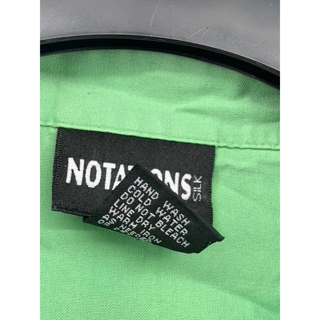 NOTATIONS Women's Green Silk Button-Up Sleeveless Top SZ L