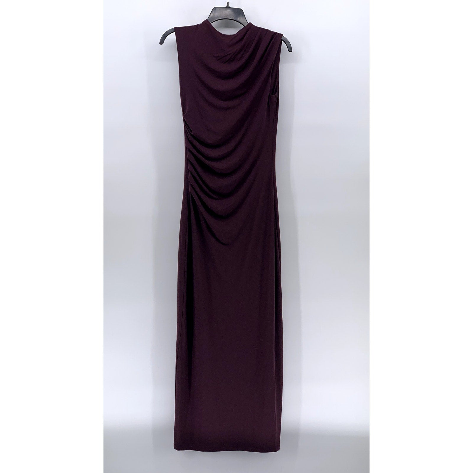DIIVDED By H&M Women's Wine Ruched Mock-Neck Sleeveless Bodycon Maxi Dress SZ M