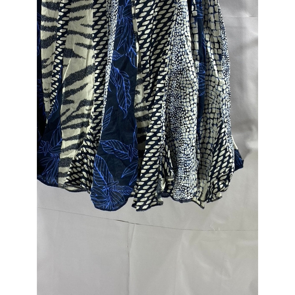 BANANA REPUBLIC Women's Petite Preppy Navy Printed Tie-Waist Mini Dress SZ S