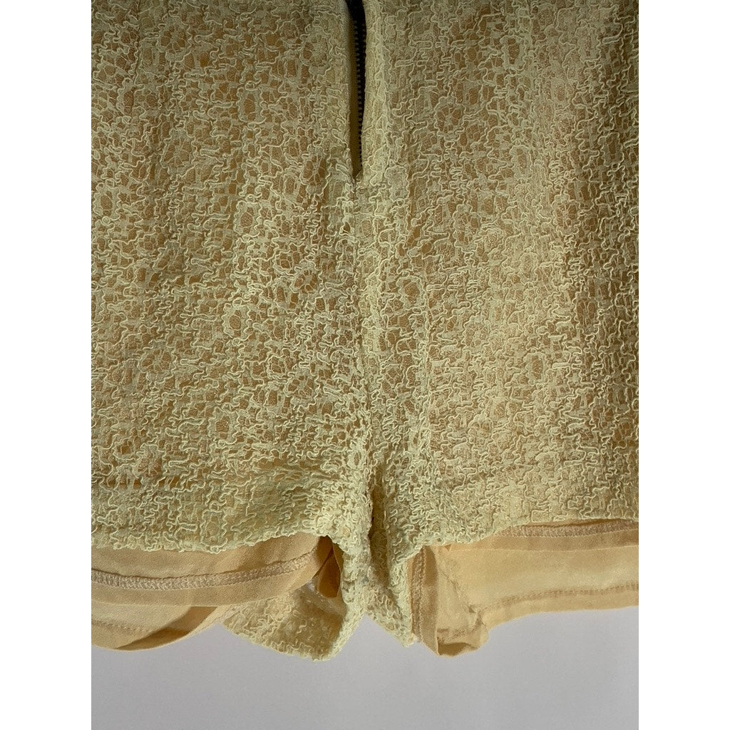 PINKYOTTO Women's Tan Lace Textured Lined Shorts SZ S