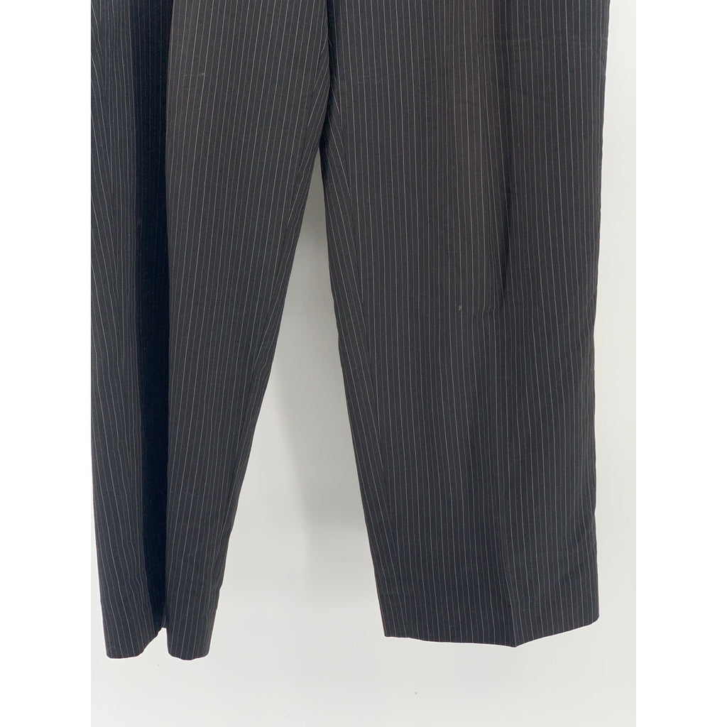 PAOLO GIARDINI Men's Black Pinstripe Straight-Leg Regular-Fit Pants SZ 34R