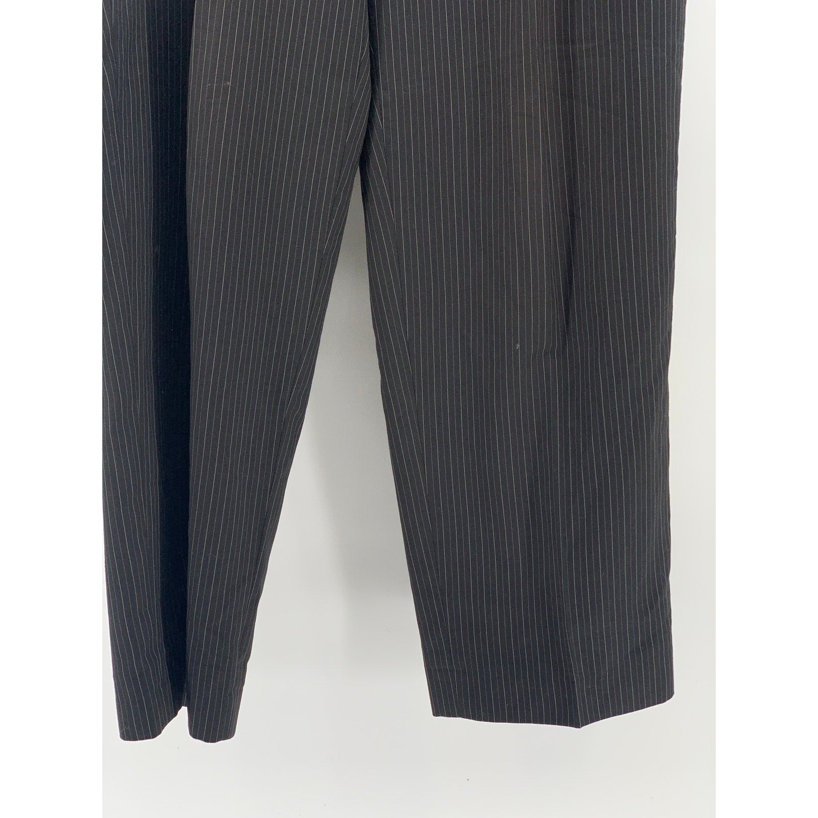PAOLO GIARDINI Men's Black Pinstripe Straight-Leg Regular-Fit Pants SZ 34R