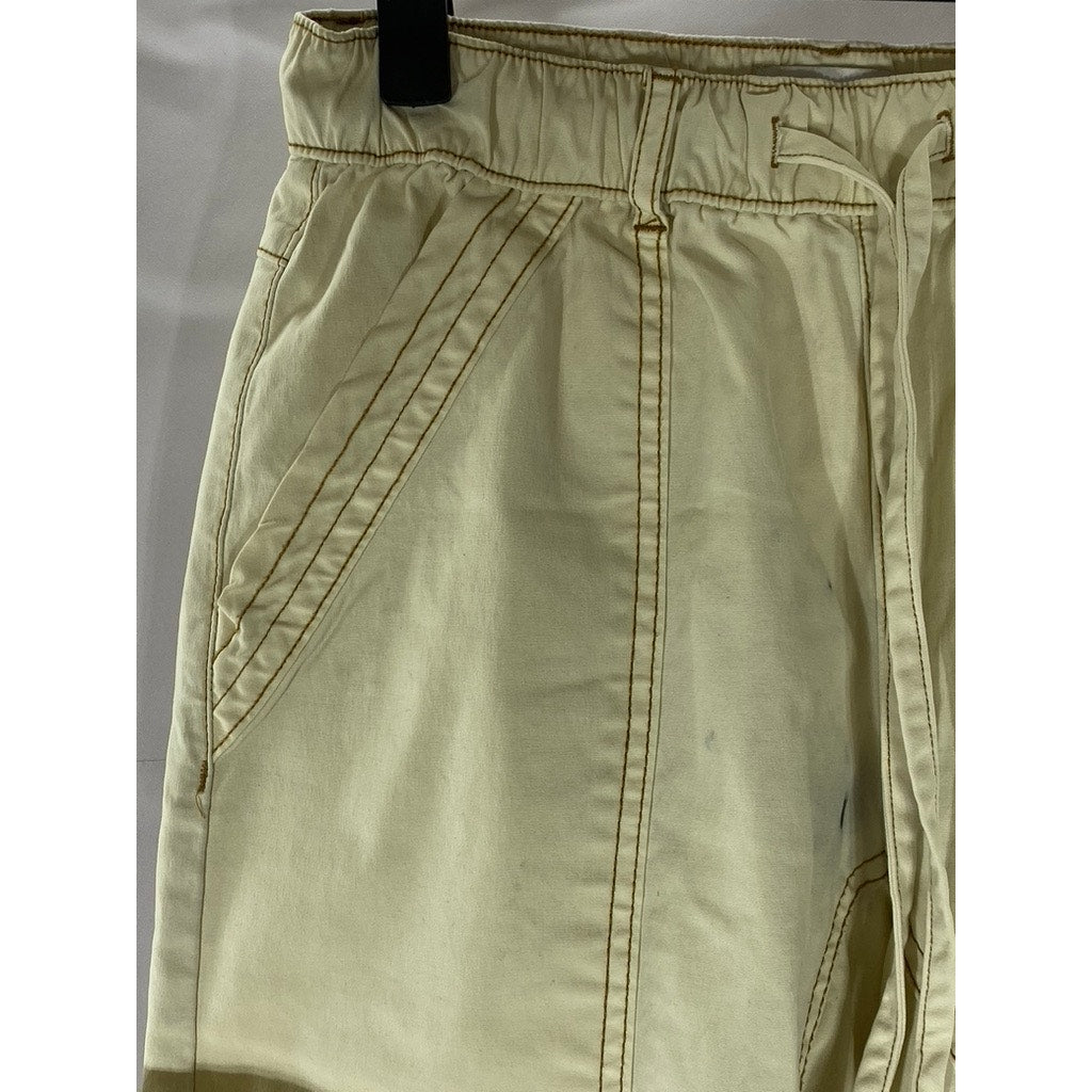 ZARA Women's Beige Elastic-Hem Drawstring  Cargo Pull-On Pant SZ 2