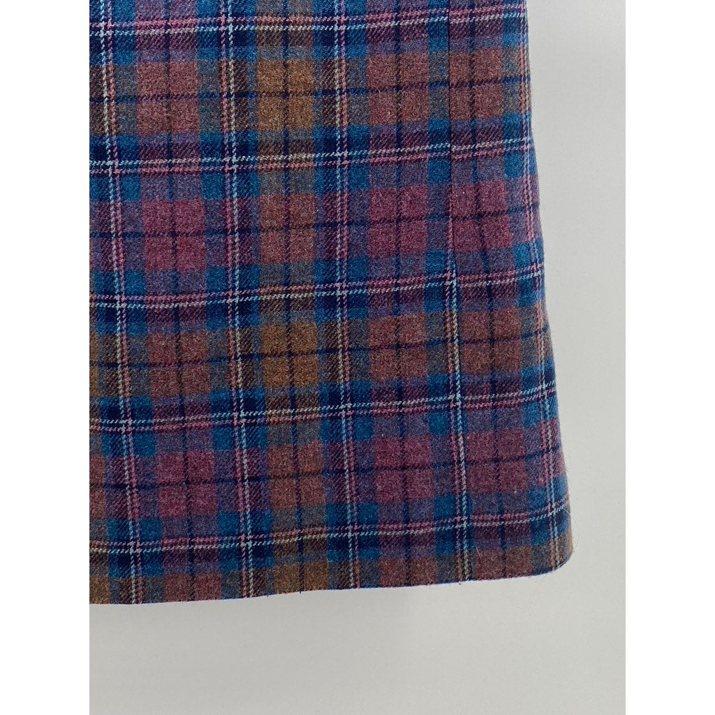 UNBRANDED Women's Blue-Purple Plaid A-Line Knee Length Skirt SZ S