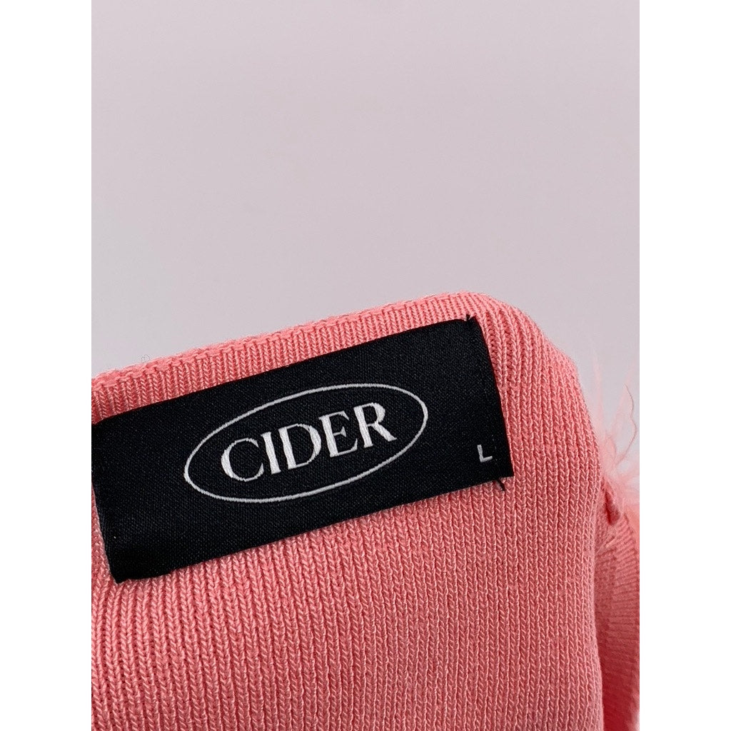 CIDER Women's Light Pink Fuzzy Strap Square-Neck Cropped Tank Top SZ L(8)