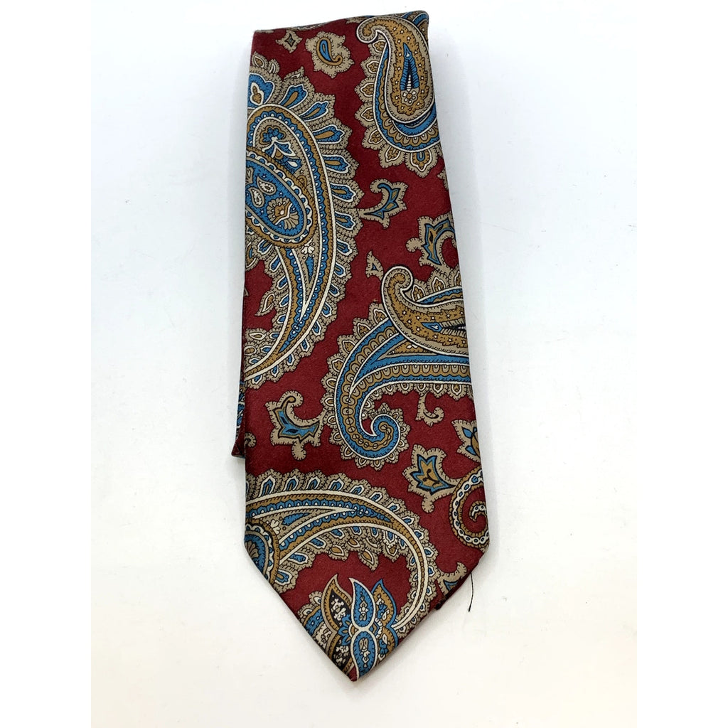GEOFFREY BEENE Men's Vintage Burgundy Paisley Print Polyester Blend Tie