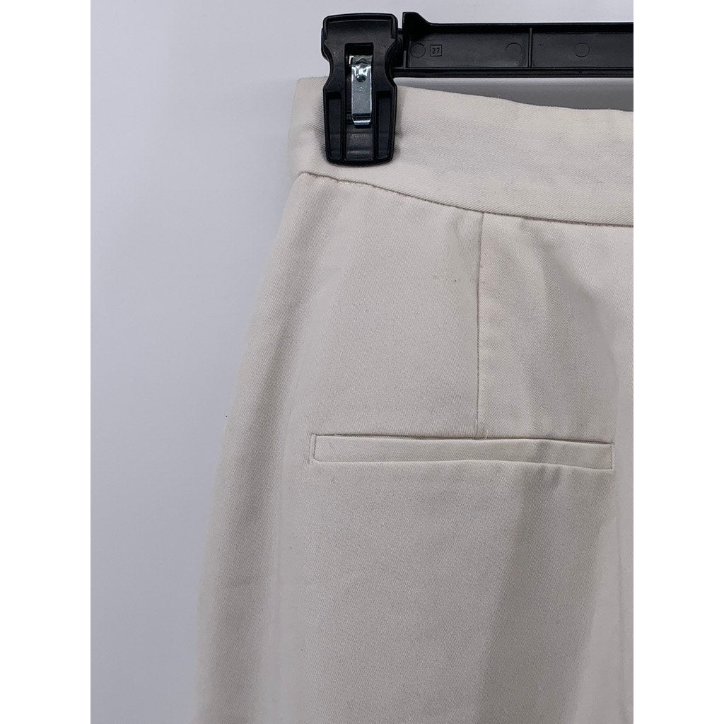 ESTELLA. K Women's Cream Pleated High-Rise Wide-Leg Pants SZ S