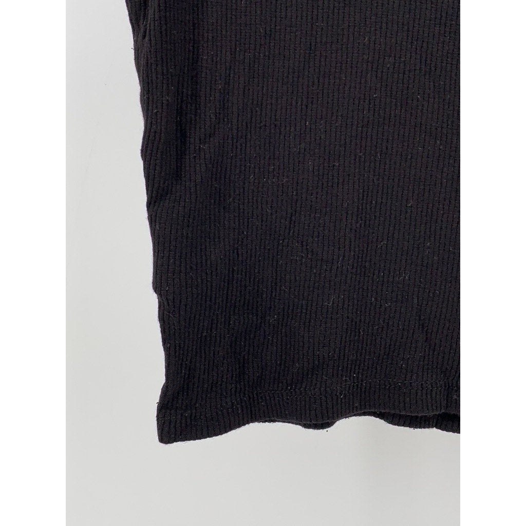 ATMOSPHERE Women’s Black Ribbed Half-Zip Short Cap Sleeve Top SZ 8