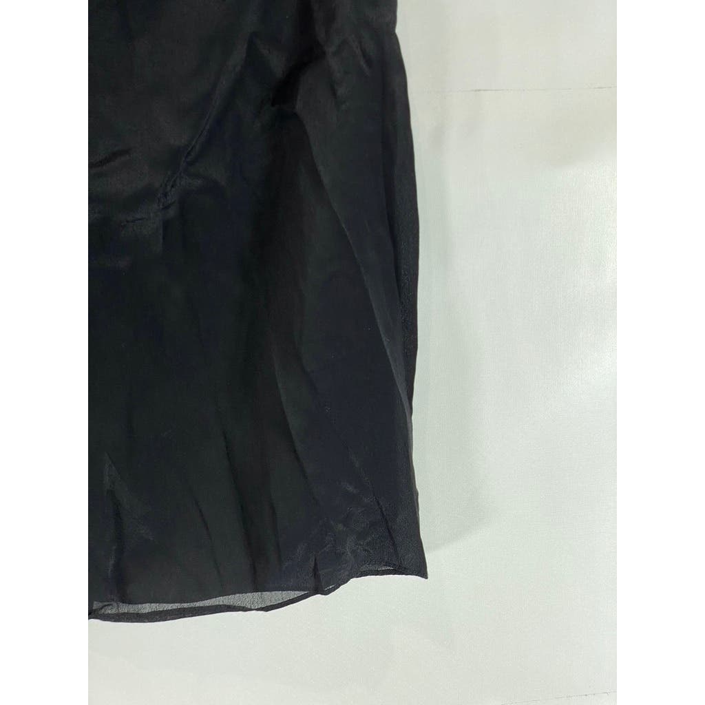 CABI Women's Black Solid Pleat V-Neck Silk-Blend Sleeveless Lightweight Top SZ S