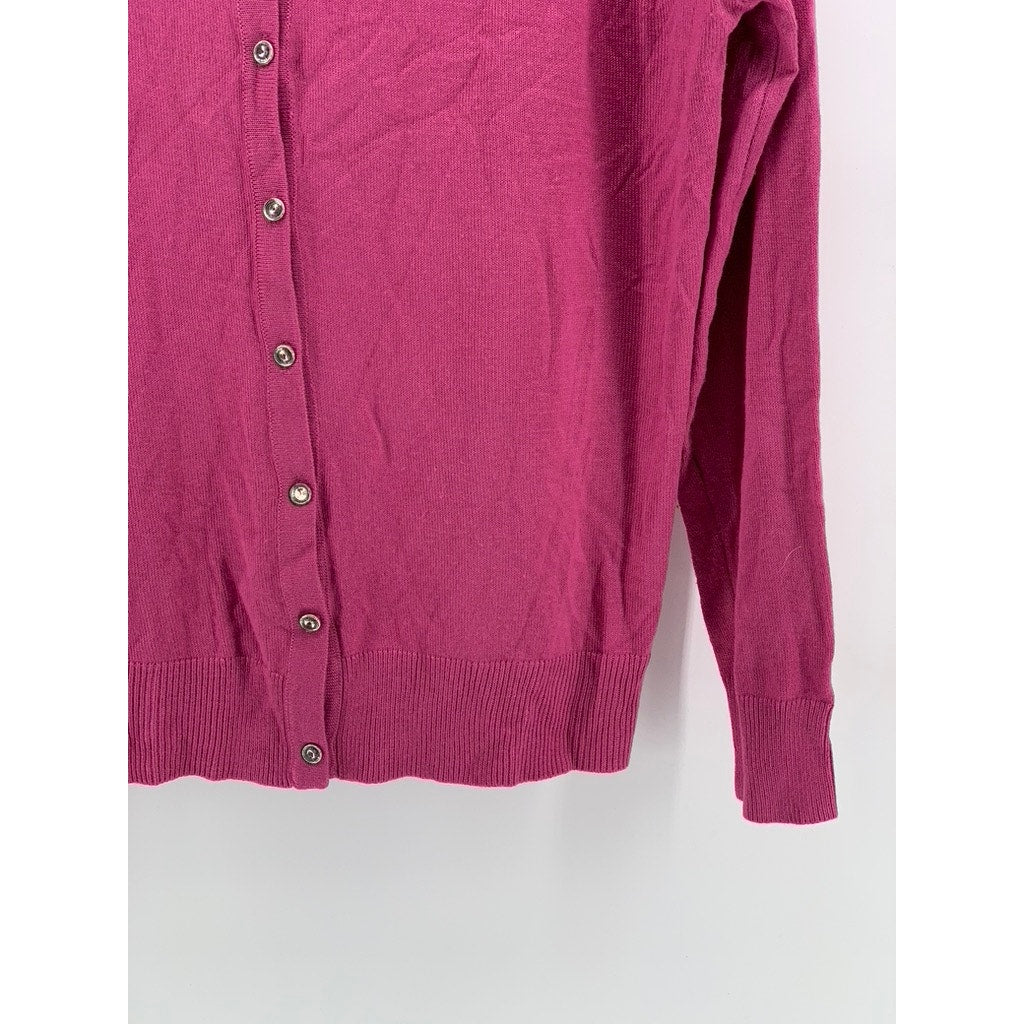 DIVINE HEART Women's Petite Pink Knit Button-Up Cardigan SZ PL