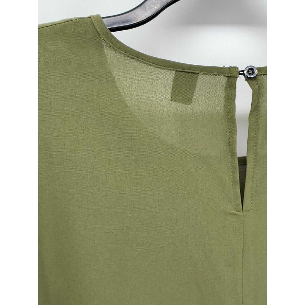 SHEIN CURVE Women's Plus Olive Green Ruffle-Hem Short Sleeve Dress SZ 4XL