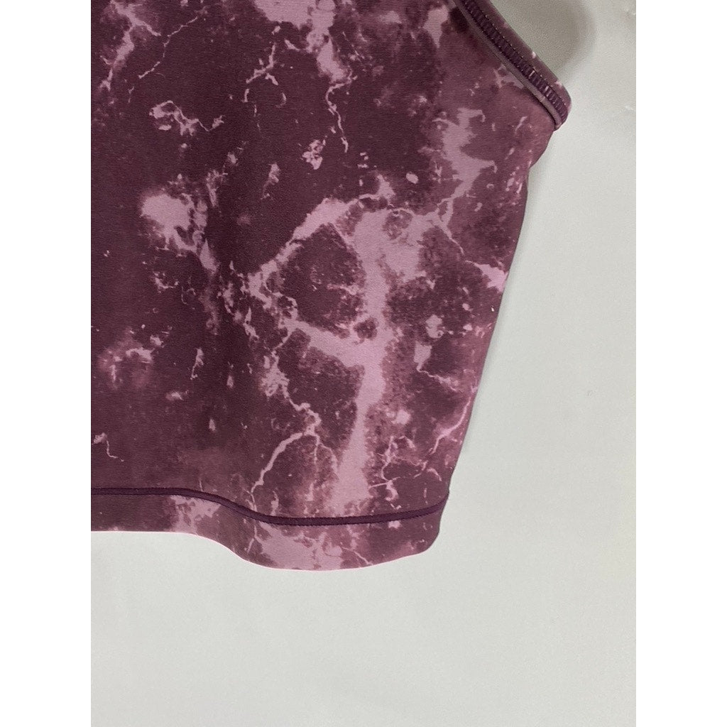UNBRANDED Women's Purple Tie-Dye Scoop-Neck Banded Sport Bra SZ M