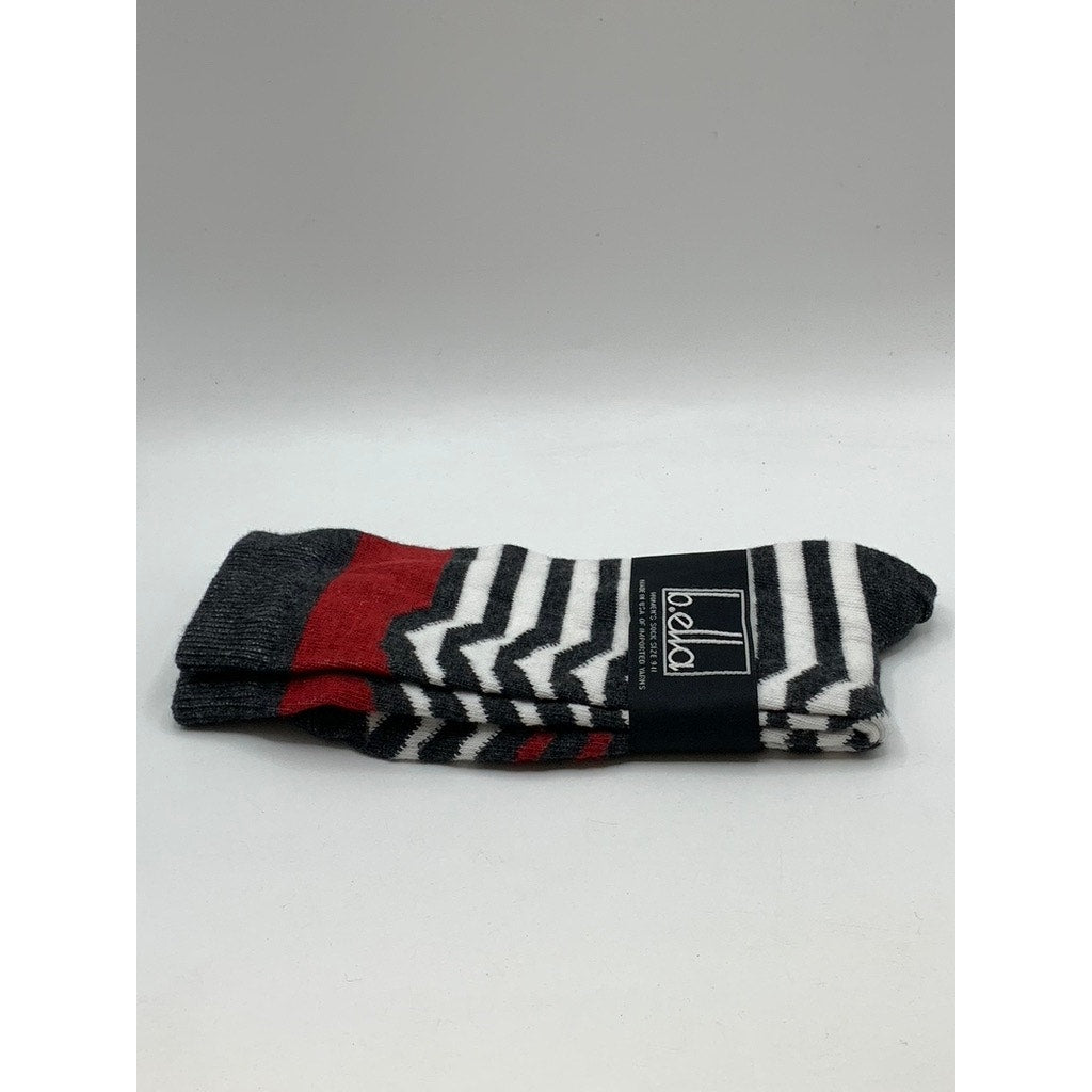 B.ELLA Women's White-Black Heather Striped Betsy Knee High Socks SZ 9-11