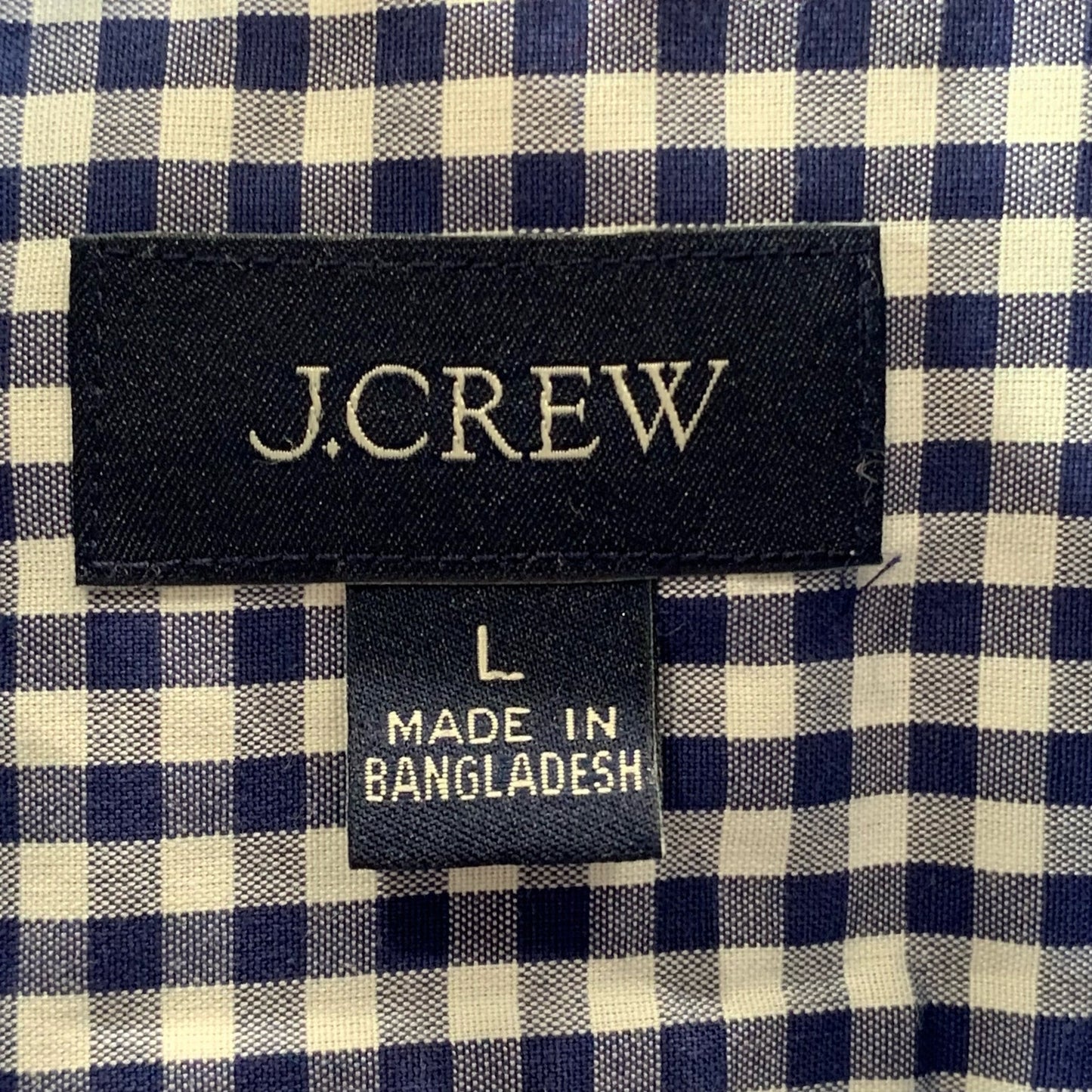 J. CREW Men's Oasis Authentic Navy/White Gingham Classic Bowery Dress Shirt SZ L