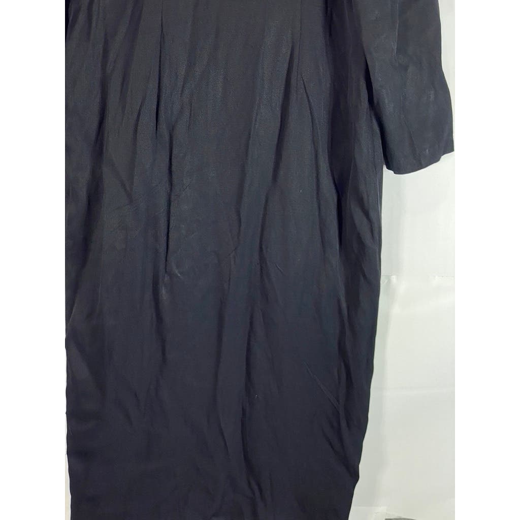 JOHN ROBERTS Women's Black Midi Vintage 80's 3 Button Trench Dress SZ 15/16