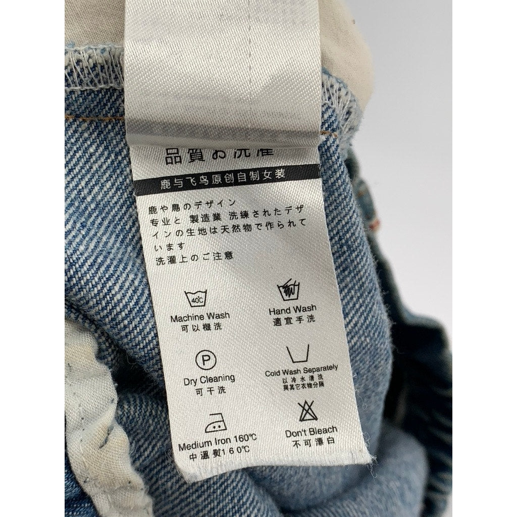 DEER & FLYER Women's Blue Denim Slim-Leg Relaxed Fit Elastic Waist Pants SZ M