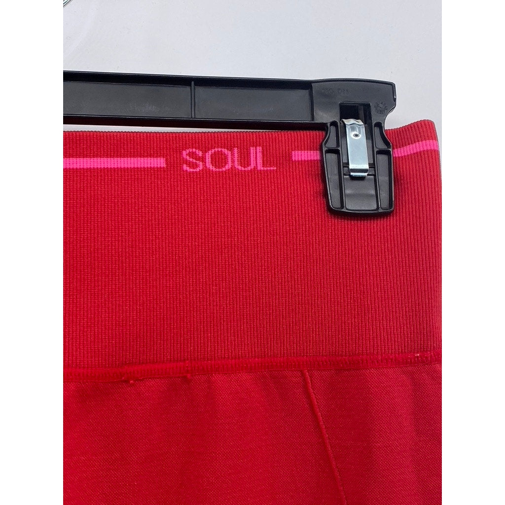SOUL Women's Red-Pink Pull-On Stretch Leggings SZ M