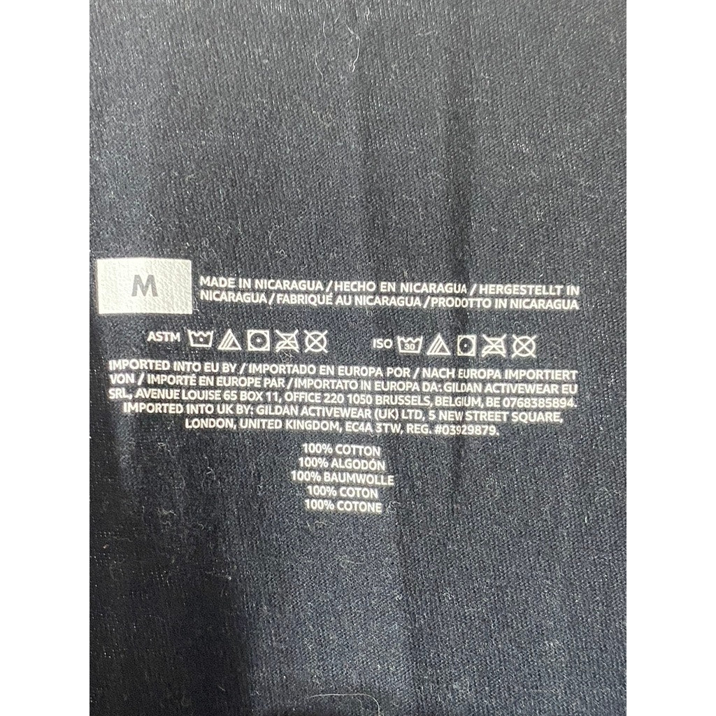 UNBRANDED Men’s Black-White Logo Crewneck Long Sleeve T-Shirt SZ M