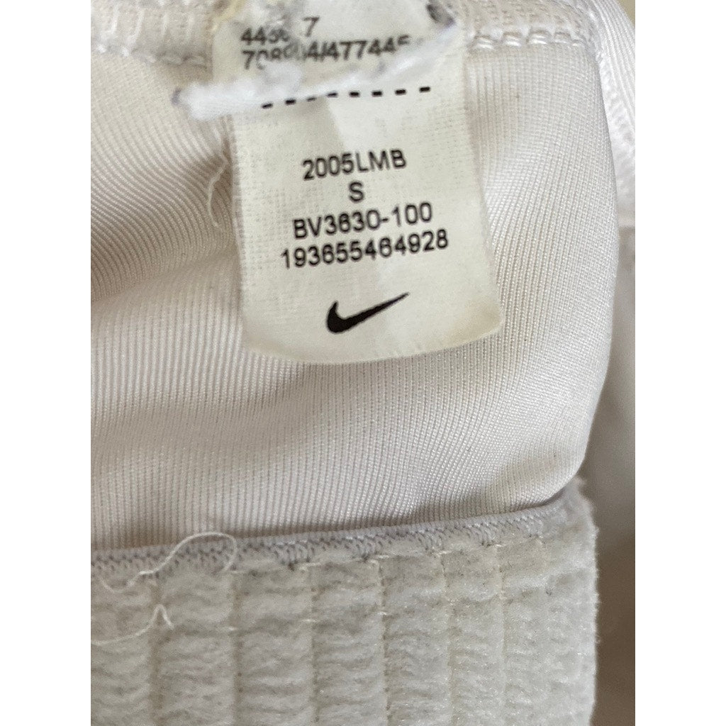 NIKE Women's White-Black Dri-Fit Swoosh Racerback Non-Padded Sports Bra SZ S