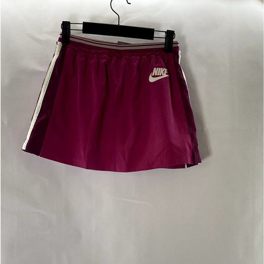 NIKE Women's Berry/White Mesh Side Stripe Drawstring Pull-On Tennis Skort SZ L