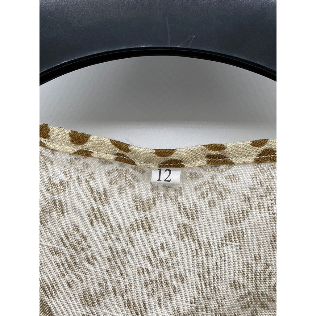 UNBRANDED Women's Tan Printed Tie-Front Sleeveless Top SZ M