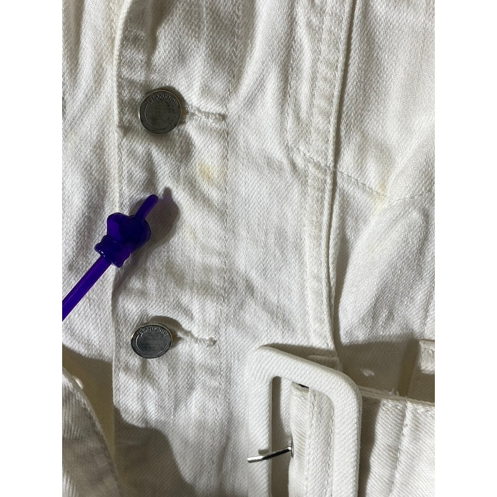 BLANK NYC X REVOLVE Women's White Denim Belted Button-Up Jacket SZ S