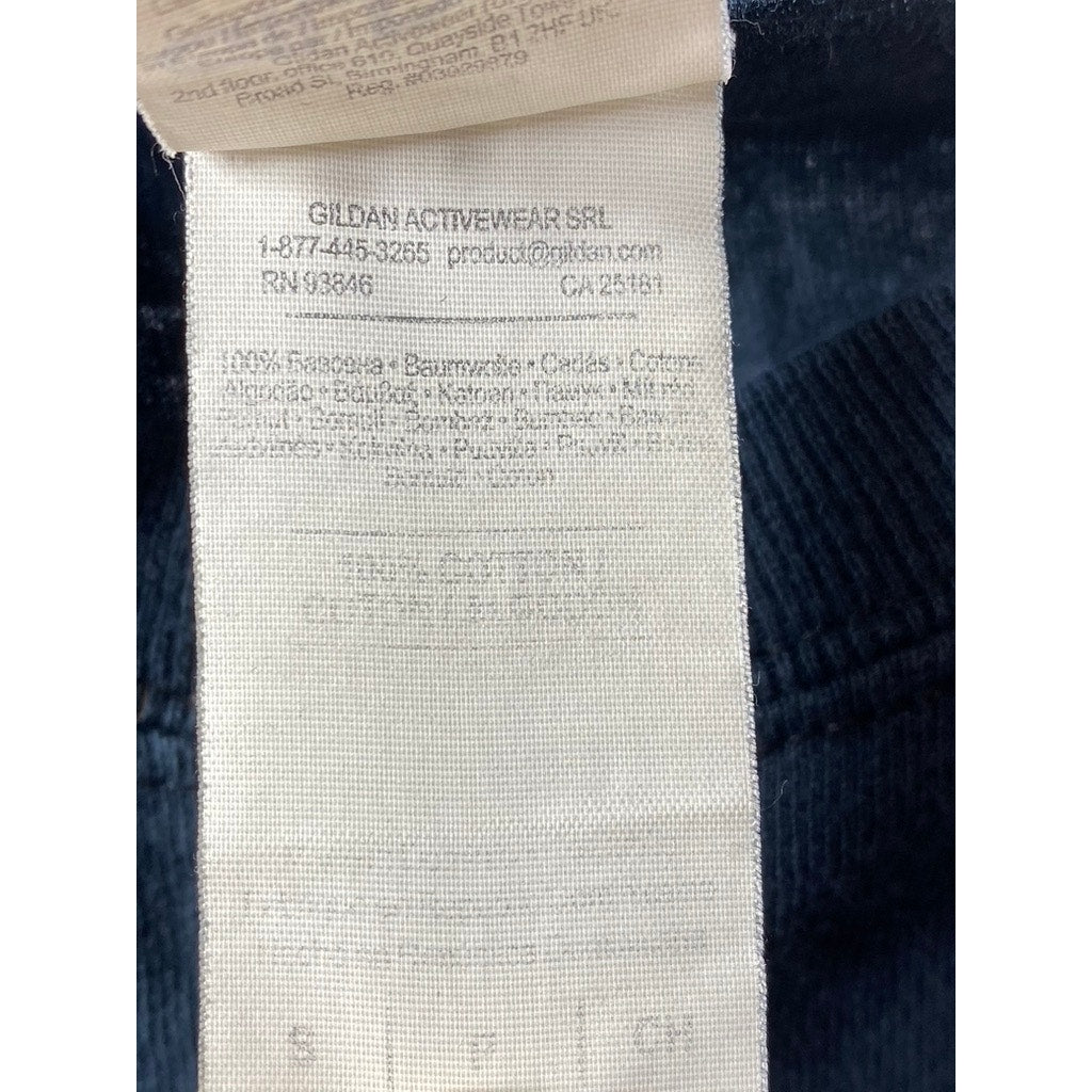 GILDAN Men's Navy Blue Crewneck Graphic Heavy Cotton Short Sleeve T-Shirt SZ S