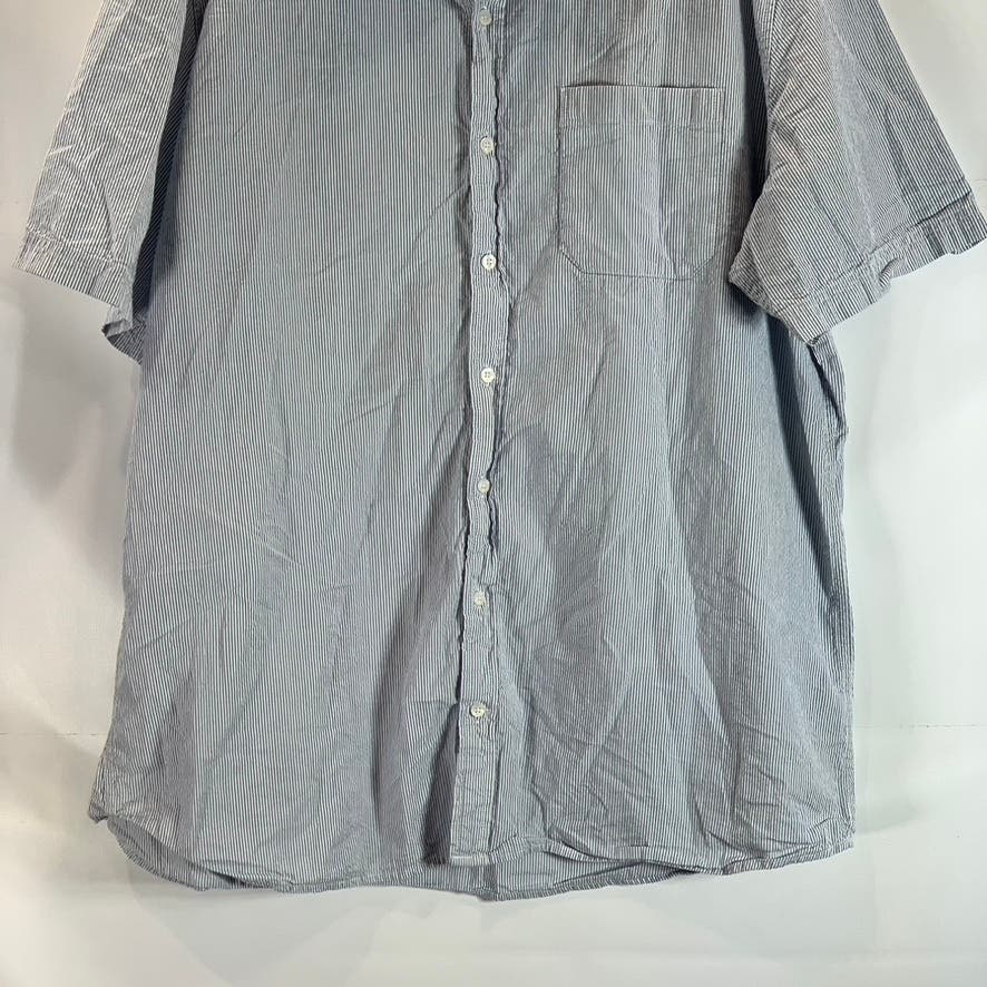 L.L BEAN Men's Blue Striped Tall Organic Cotton Slightly Fitted Shirt SZ 2XLT