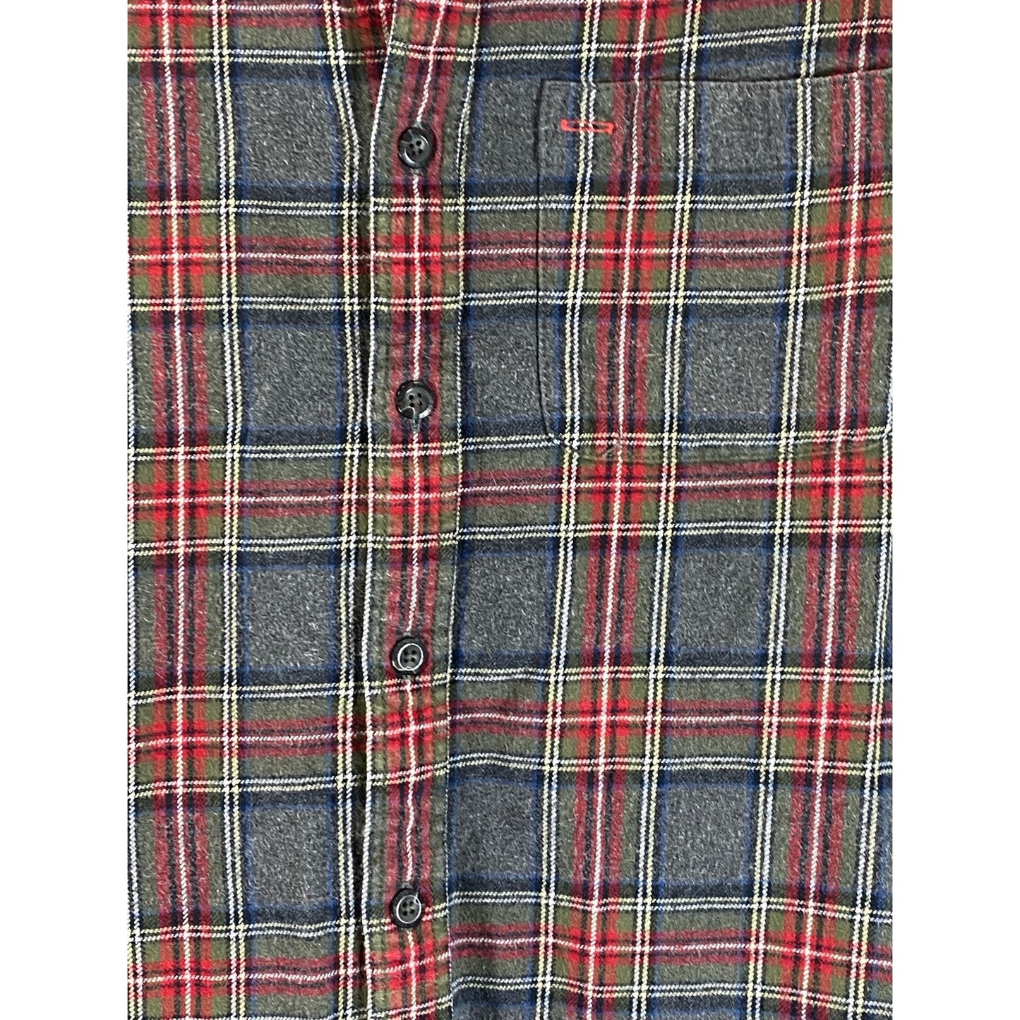 EDDIE BAUER Men's Grey/Red Plaid Button-Up Long Sleeve Flannel Shirt SZ L