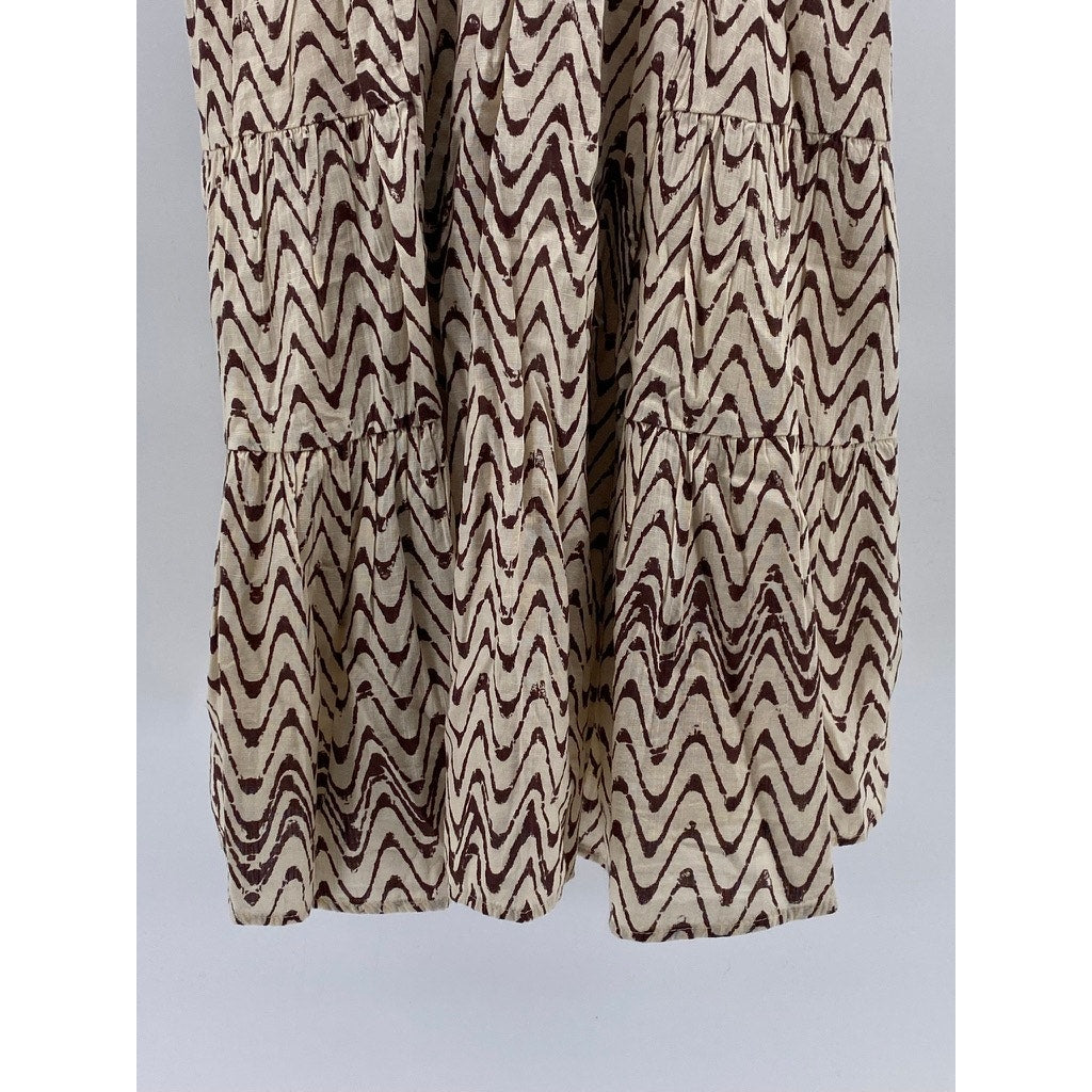 URBAN OUTFITTERS Women's Tan Multi Claudette Zig-Zag Smock Tank Mini Dress SZ S