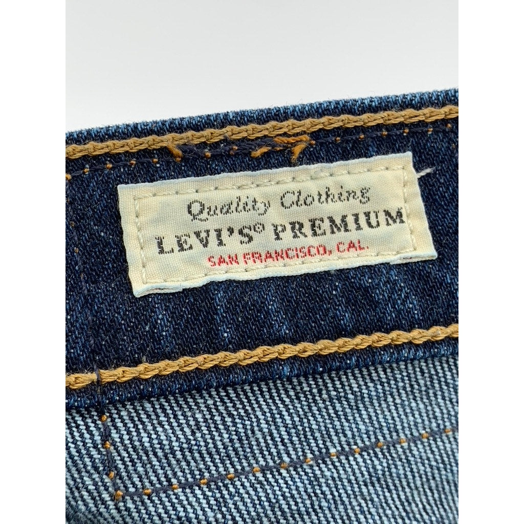 LEVI'S PREMIUM Women's Dark Blue Denim 70's High-Rise Slim Straight Jeans SZ 24