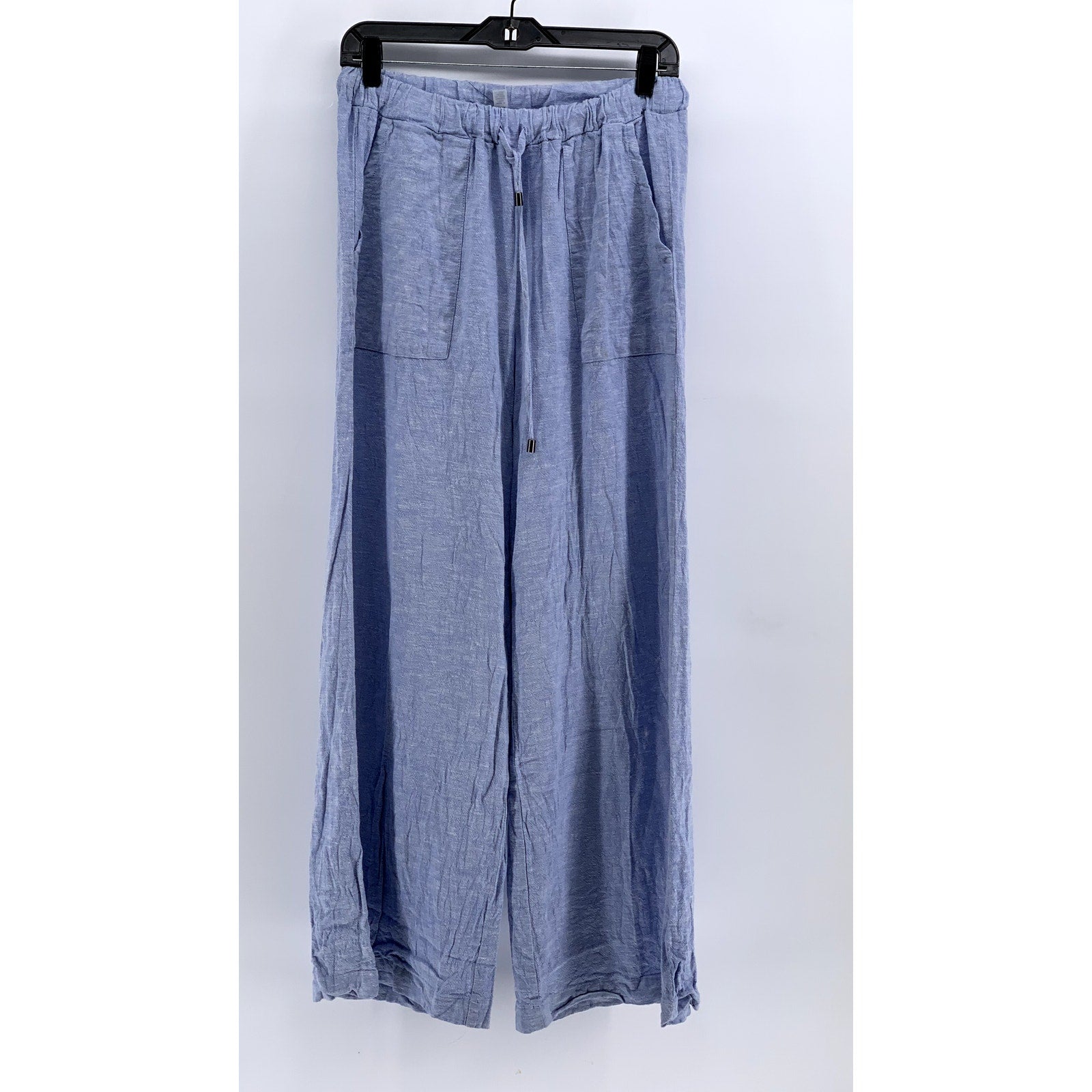 CABLE & GAUGE STUDIO Women's Blue Linen-Blend Wide-Leg Pants SZ S