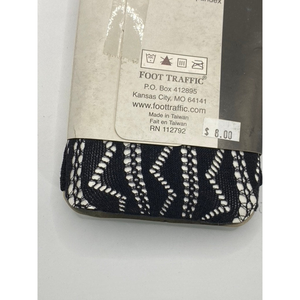 FOOT TRAFFIC Women's Black Cutout Stretch Pull-On Knee High Socks SZ OS