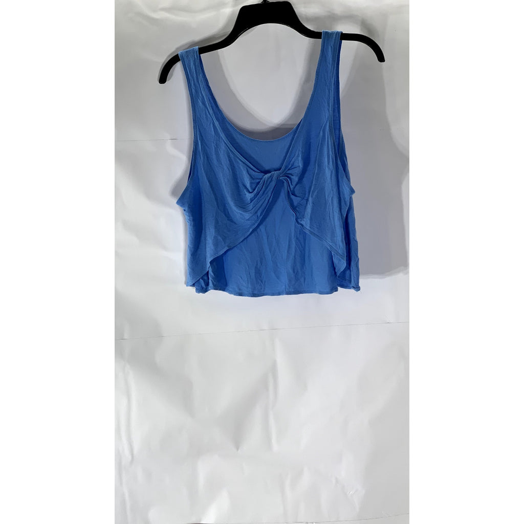 UNBRANDED Women’s Blue Tie-Knot V-Neck Open Front Tank Top SZ S