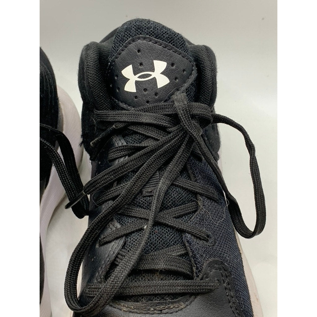 UNDER ARMOUR Kids Black-White Basketball Sneakers SZ 7Y