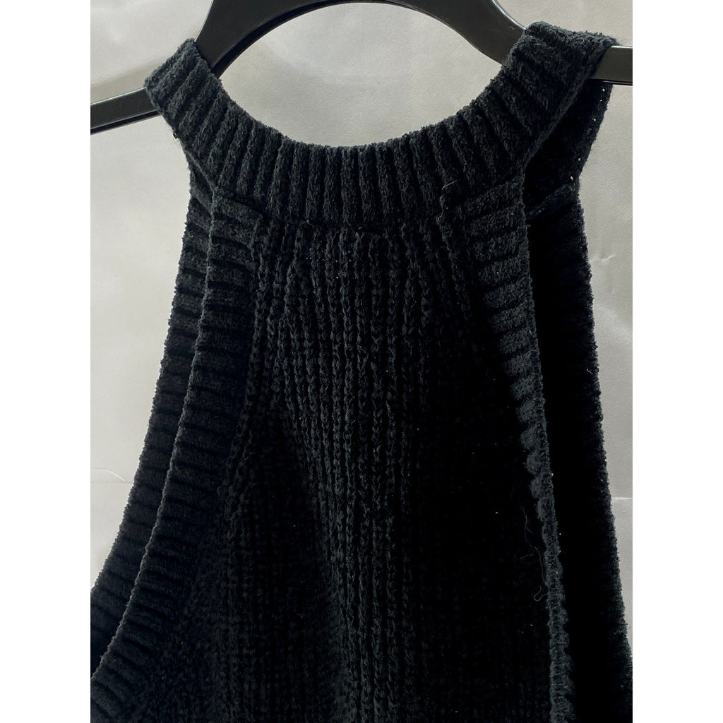 DIVIDED By H&M Women's Black Chunky Knit Halter Crop Top SZ L
