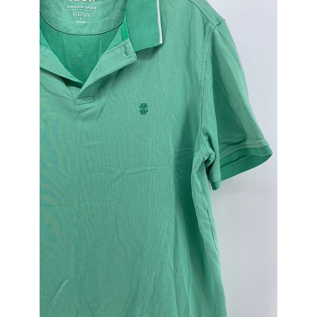 IZOD Men's Green Embroidered Short Sleeve Polo Shirt SZ L
