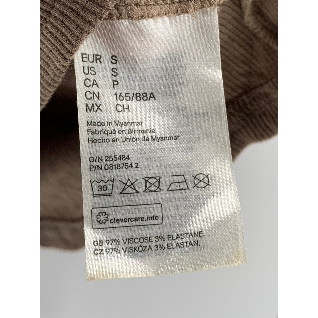 DIVIDED By H&M Women's Light Brown Ribbed Mock-Neck Long Sleeve Top SZ S