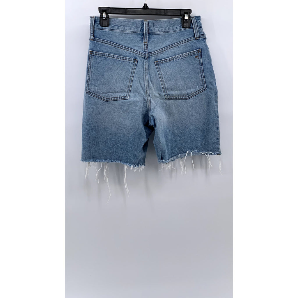 MADEWELL Women's Blue Denim Frayed Baggy Bermuda Shorts SZ 23
