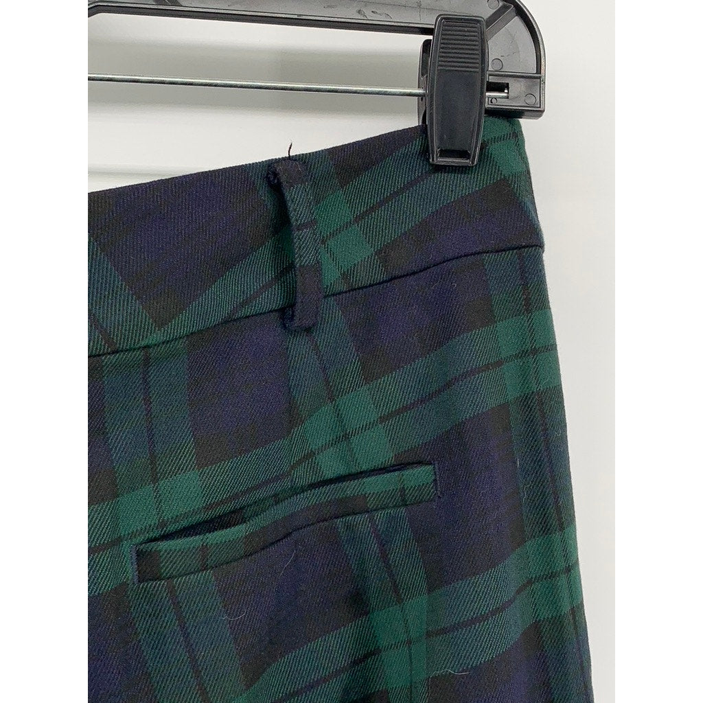 BROOKS BROTHERS Women's Green-Navy Plaid Wide-Leg Pant SZ 6