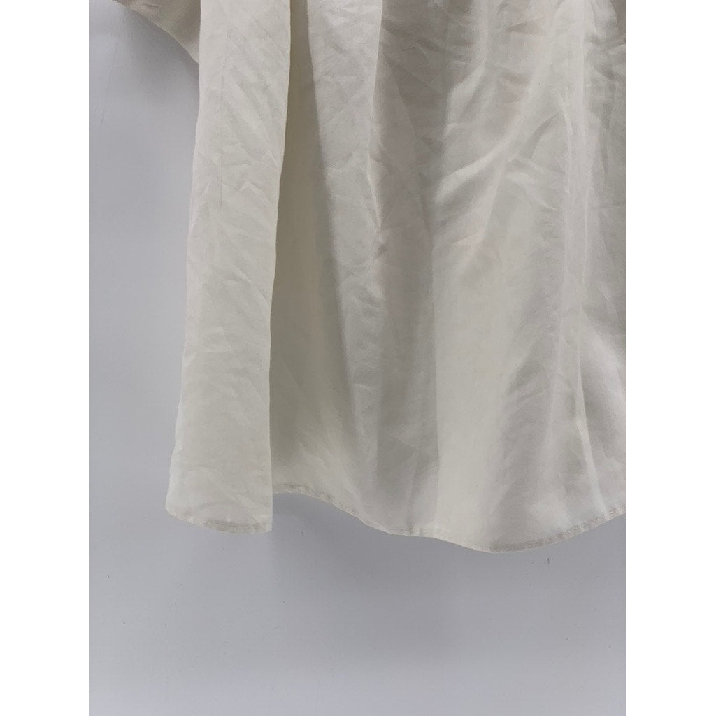 UNBRANDE Women's White-Multi Embroidered Traditional Short Sleeve Blouse SZ L