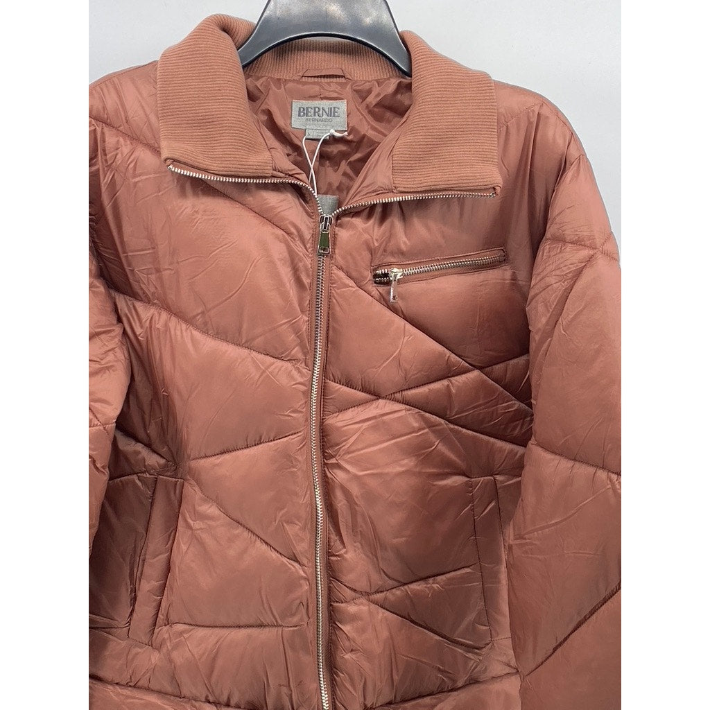 BERNIE BERNARDO Women's Rich Copper Zip-Up Stand Collar Puffer Jacket SZ S