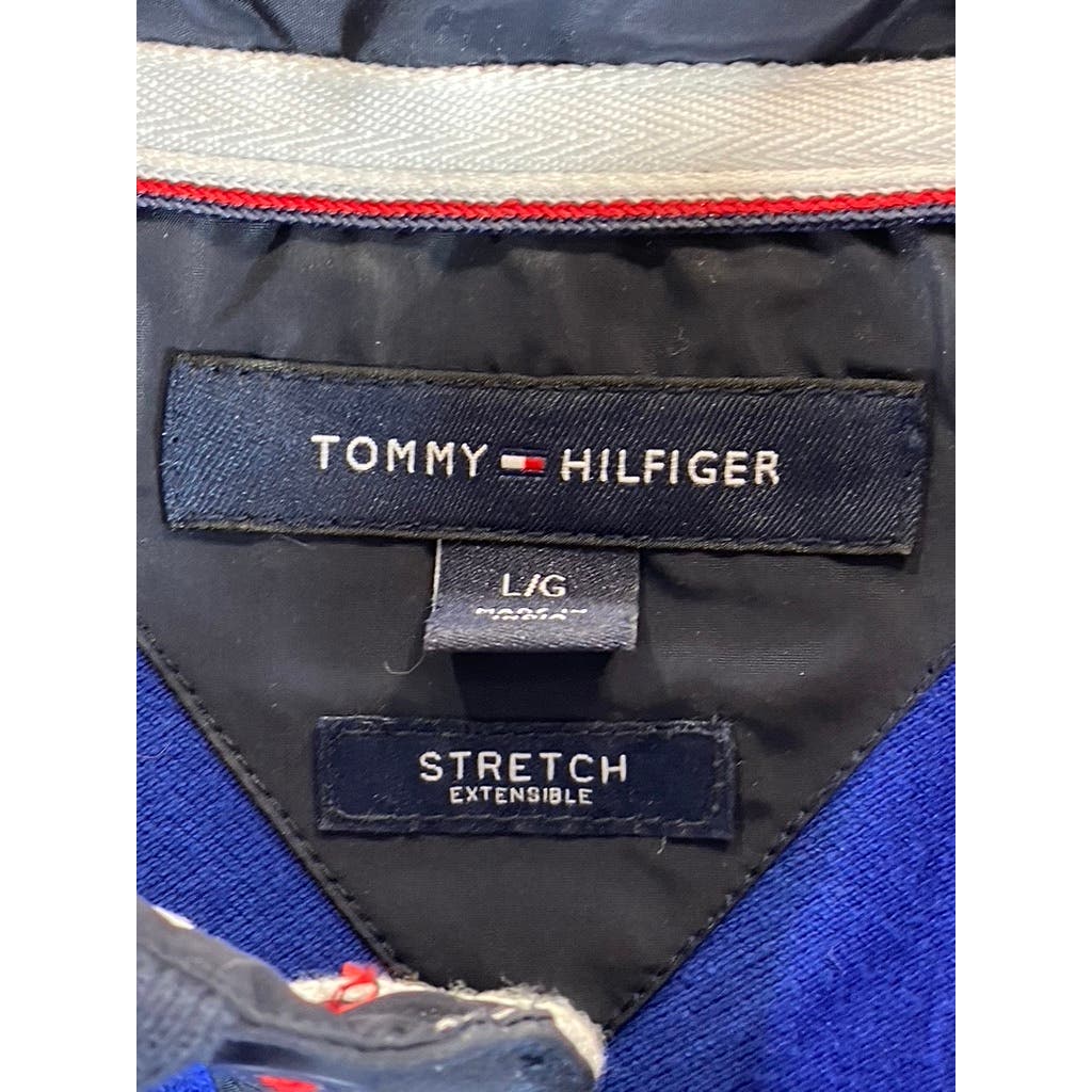 TOMMY HIILFIGER Men's Dark Blue Vintage Stretch Short Sleeve Polo Shirt SZ L