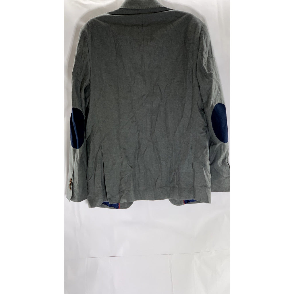 EL GANSO Men's Gray Two-Button Elbow Patch Regular-Fit Blazer SZ 52(US42)